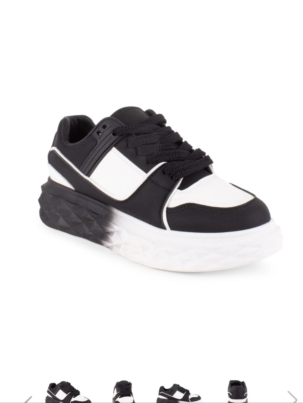 Wanted Brand Goth Skater Black & White Chunky Platform Sneaker